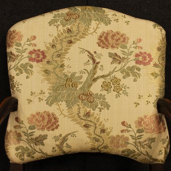Antique Pair of Italian armchairs upholstered in floral fabric