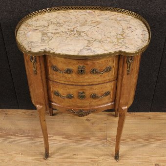 Antique French night stand in rosewood with marble top