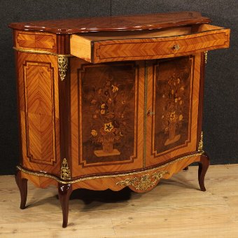 Antique French inlaid sideboard decorated with gilded bronzes
