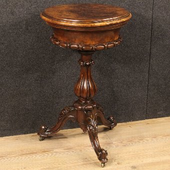French work table in walnut and burl
