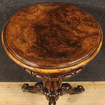 Antique French work table in walnut and burl 