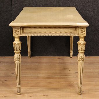 Antique Italian lacquered and gilded coffee table with onyx top