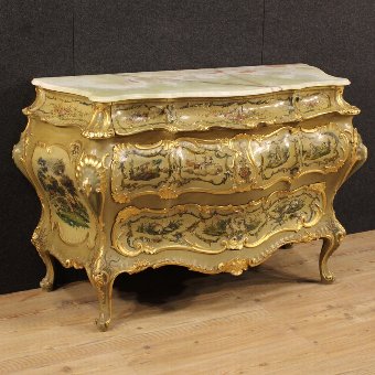 Venetian lacquered, painted and gilded dresser