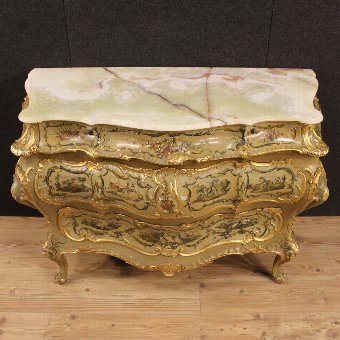 Antique Venetian lacquered, painted and gilded dresser