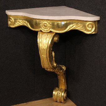 Italian console table in gilt wood with marble top