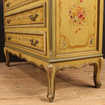 Antique Italian lacquered and painted dresser with marble top
