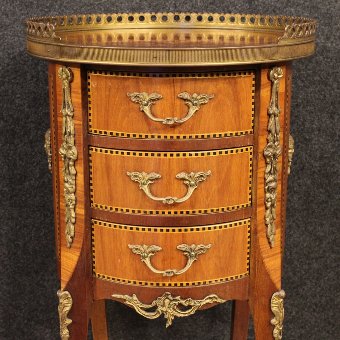 Antique French inlaid night stand decorated with bronzes