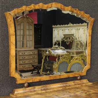 Antique Dresser with mirror in Art Deco style in walnut and burr walnut