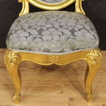 Antique Group of six Italian gilt chairs with floral fabric