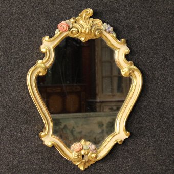 Antique Four small Italian lacquered, painted and gilded mirrors