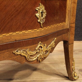 Antique French inlaid chest of drawers with marble top