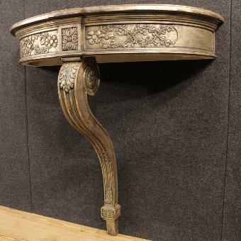 Antique French silver console table in wood and plaster