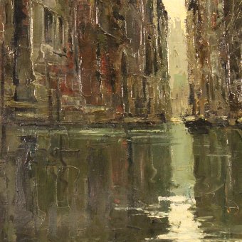 Antique Italian painting view of Venice