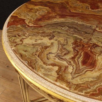 Antique Italian lacquered and gilded round table in Louis XVI style