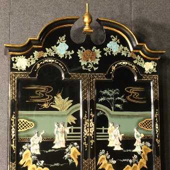 Antique Trumeau lacquered and painted chinoiserie