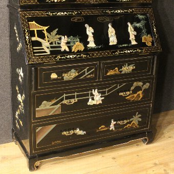 Antique Trumeau lacquered and painted chinoiserie