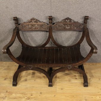 Antique French sofa carved in oak in Renaissance style