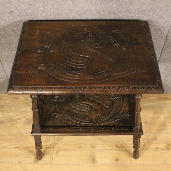 Antique French coffee table in oak in Renaissance style