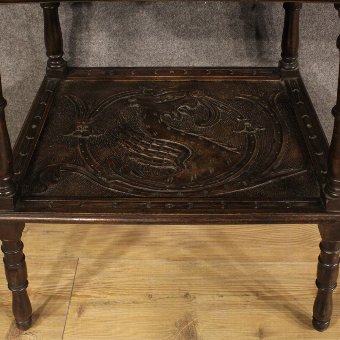 Antique French coffee table in oak in Renaissance style