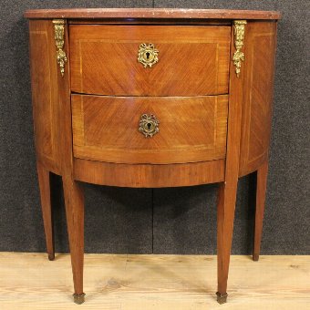 Antique French demi lune dresser with marble top