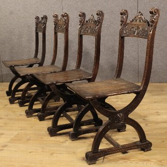 Antique Group of four French chairs in Renaissance style