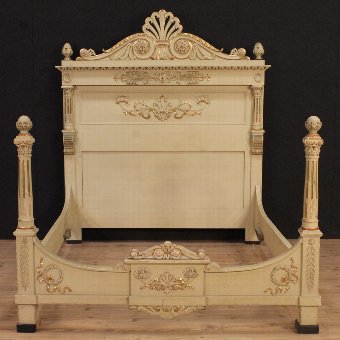 Antique Lacquered and gilded double bed in Louis XVI style