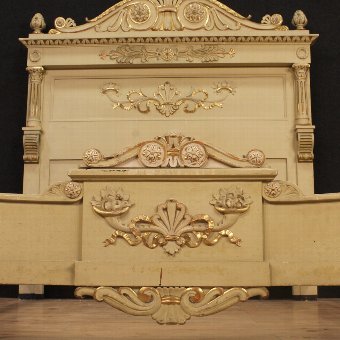 Antique Lacquered and gilded double bed in Louis XVI style