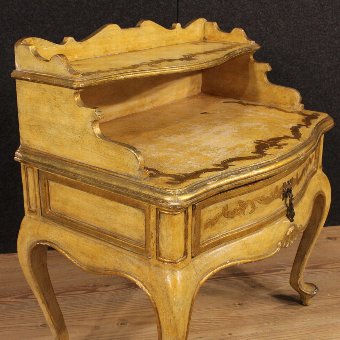 Antique Spanish night stand in lacquered and gilded wood