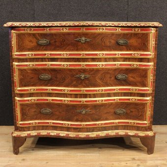 Antique Genoese inlaid chest of drawers in rosewood and palisander
