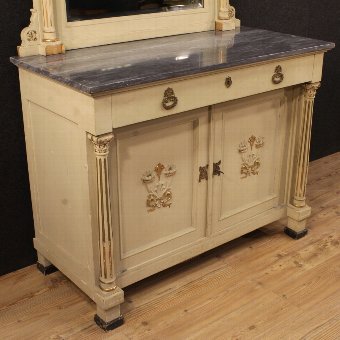 Antique Lacquered sideboard with mirror in Louis XVI style
