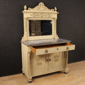 Antique Lacquered sideboard with mirror in Louis XVI style