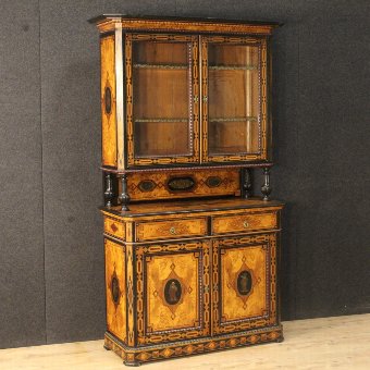 Antique English inlaid cupboard of the 19th century