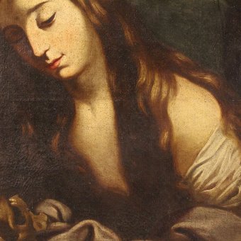 Antique Antique Spanish painting Mary Magdalene of the 18th century