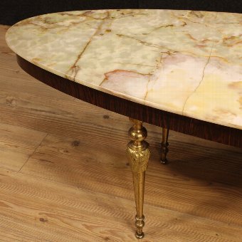 Antique French design coffee table with onyx top