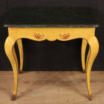 Antique Italian lacquered, gilded and painted side table