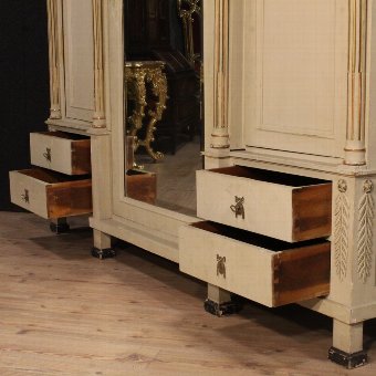 Antique Great Italian lacquered and gilt wardrobe in Louis XVI style