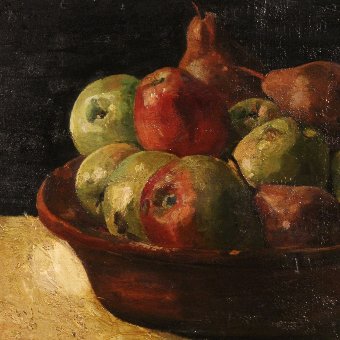 Antique French still life painting oil on panel
