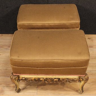 Antique Pair of lacquered and golden Spanish footstools