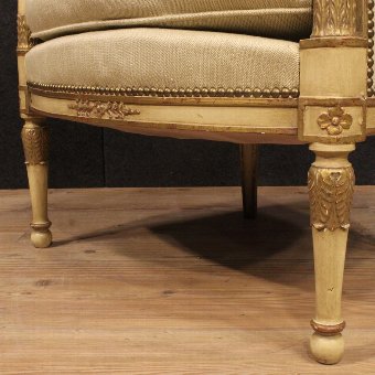 Antique Pair of lacquered and golden French armchairs