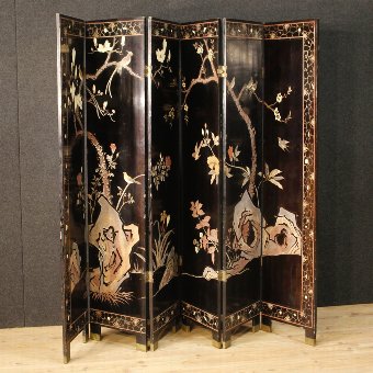 Antique French painted chinoiserie screen