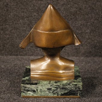 Antique Italian bronze sculpture depicting child with hat