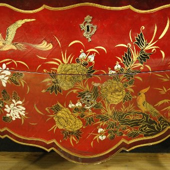 Antique French dresser in Louis XV style lacquered chinoiserie 