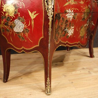 Antique French dresser in Louis XV style lacquered chinoiserie 