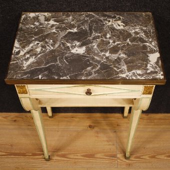 Antique Pair of French bedside tables in lacquered wood with marble top