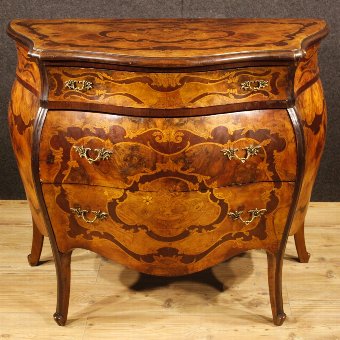 Antique Italian inlaid chest of drawers in Louis XV style