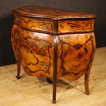 Antique Italian inlaid chest of drawers in Louis XV style
