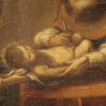 Antique Antique Spanish painting Circumcision of Jesus from 18th Century