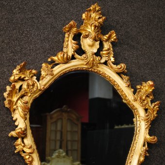Antique Italian lacquered and gilt mirror