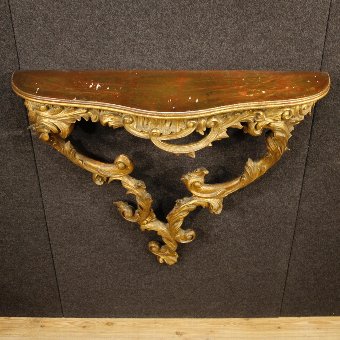 Antique Italian console table in golden wood