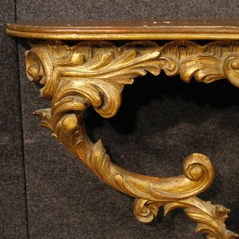 Antique Italian console table in golden wood